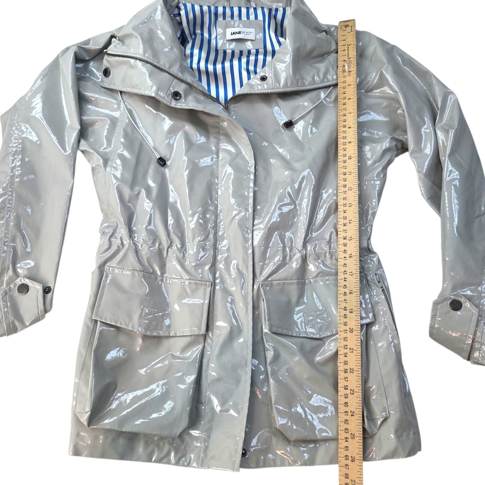 Jane Post Rain Slicker Rain Jacket Coat Womens XS Gray Minimalist Designer - Picture 9 of 12